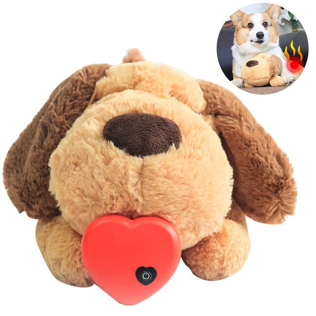 Dog Stuffed Animals with Heartbeat,Small Dog Toys for Dog Anxiety Relief, Size: 35, White