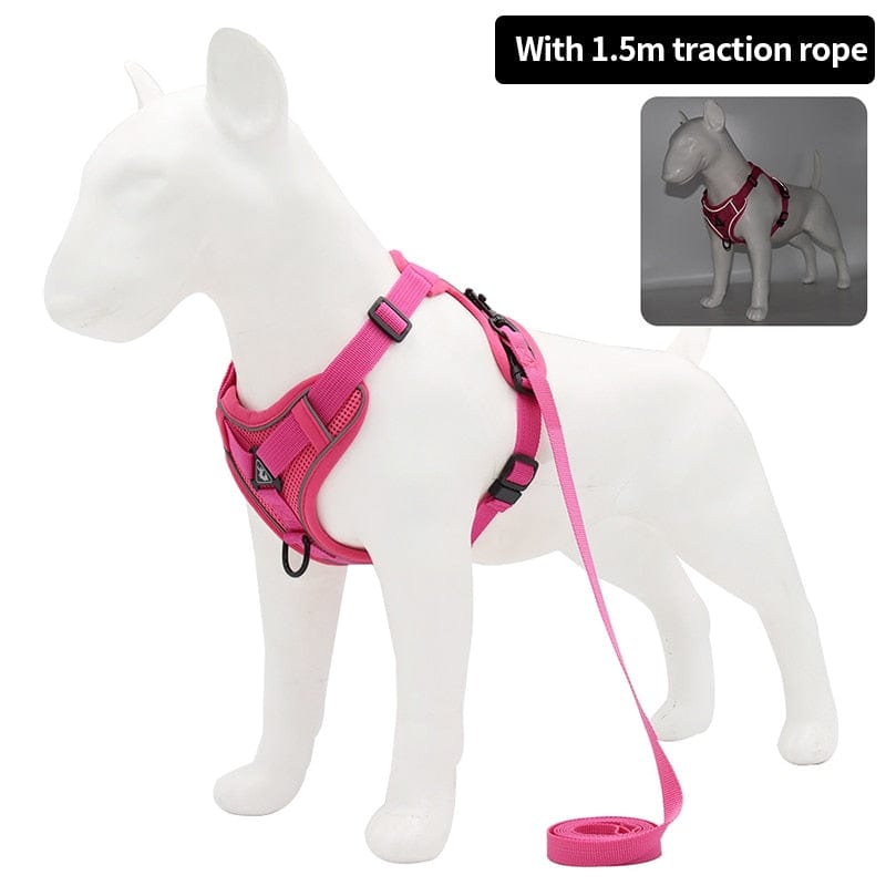 Luminous Pet Leash Harness With Safety Reflective Strip